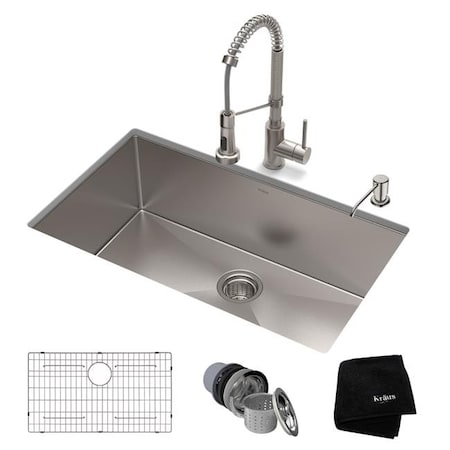 Bfree Foods Kraus USA KHU100-30-1610-53SS 30 x 18 x 10 in. Standard PRO Farmhouse Kitchen Sink & Bolden; Stainless Steel KHU100-30-1610-53SS